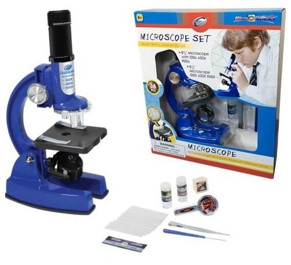 Идея для подарка: Микроскоп c аксесс. увеличение 100х450х900, 36 предметов в наборе, цвет синий 21361