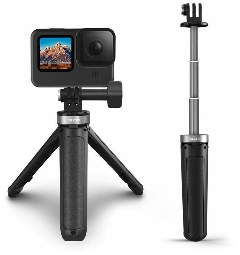 Идея для подарка: Мини монопод-штатив Telesin Shorty (13-26 см) для GoPro, DJI, SJCAM, Insta360 и других экшн-камер