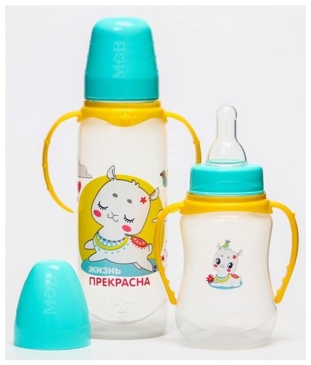 Идея для подарка: Mum&Baby Набор бутылочек для кормления Тренд Лама 150 и 250 мл 5502549 2 штуки в наборе, с рождения, мультиколор