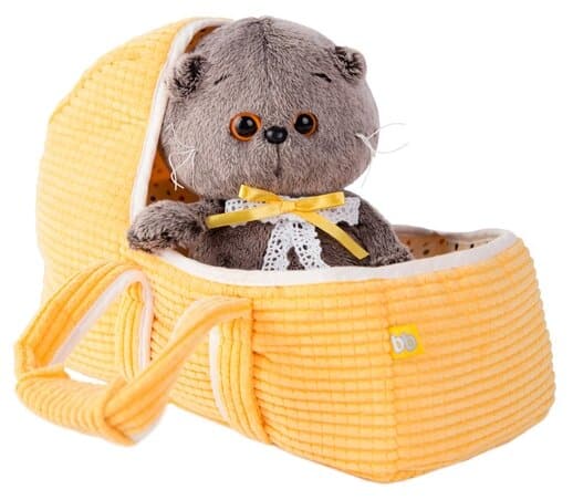 Идея для подарка: Мягкая игрушка Basik&Co Кот Басик baby в люльке, 20 см