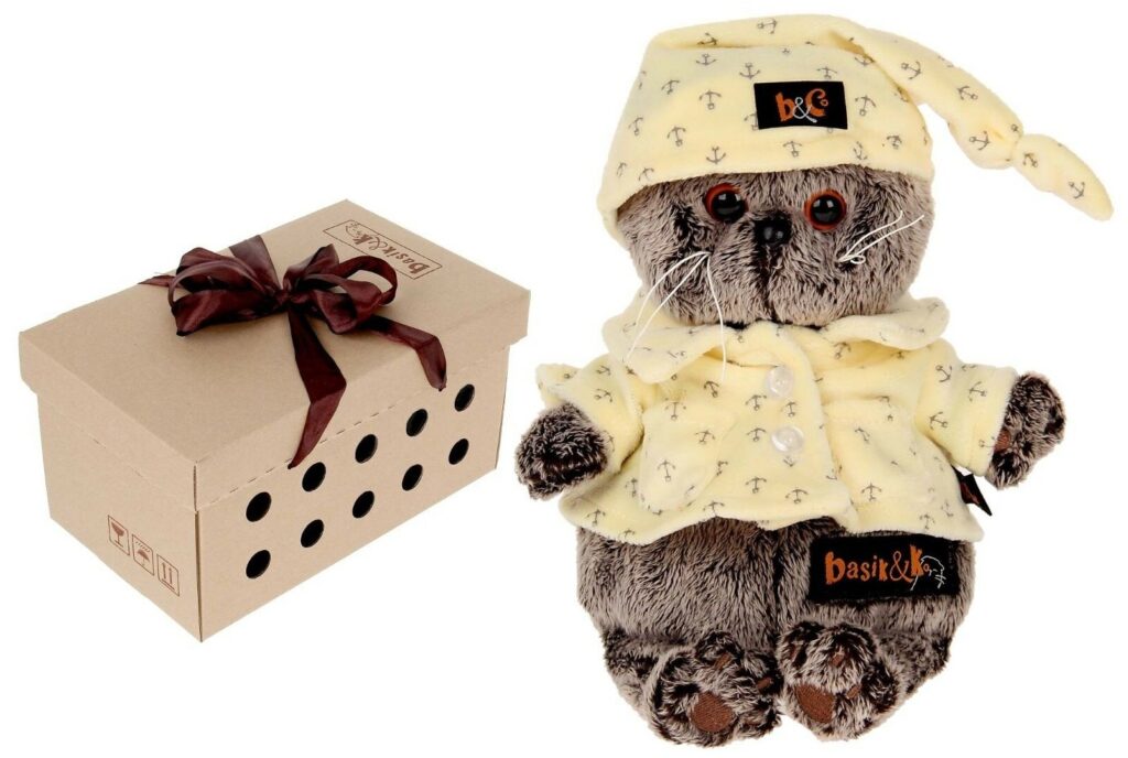 Идея для подарка: Мягкая игрушка Basik&Co Кот Басик в пижаме, 25 см