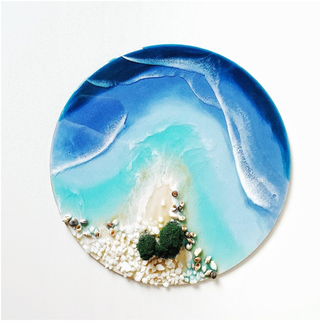 Идея для подарка: Набор для рисования эпоксидной смолой "Хочу на море" Resin Art, порошок для создания волн, морской песок, ракушки и морские звезды. OliaMade