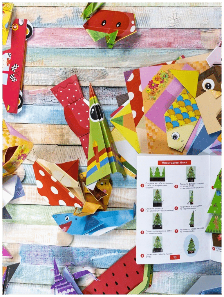 Идея для подарка: Набор оригами для детей - СундучОК. Простые модели для малышей, детский творческий набор поделок из двусторонней цветной бумаги