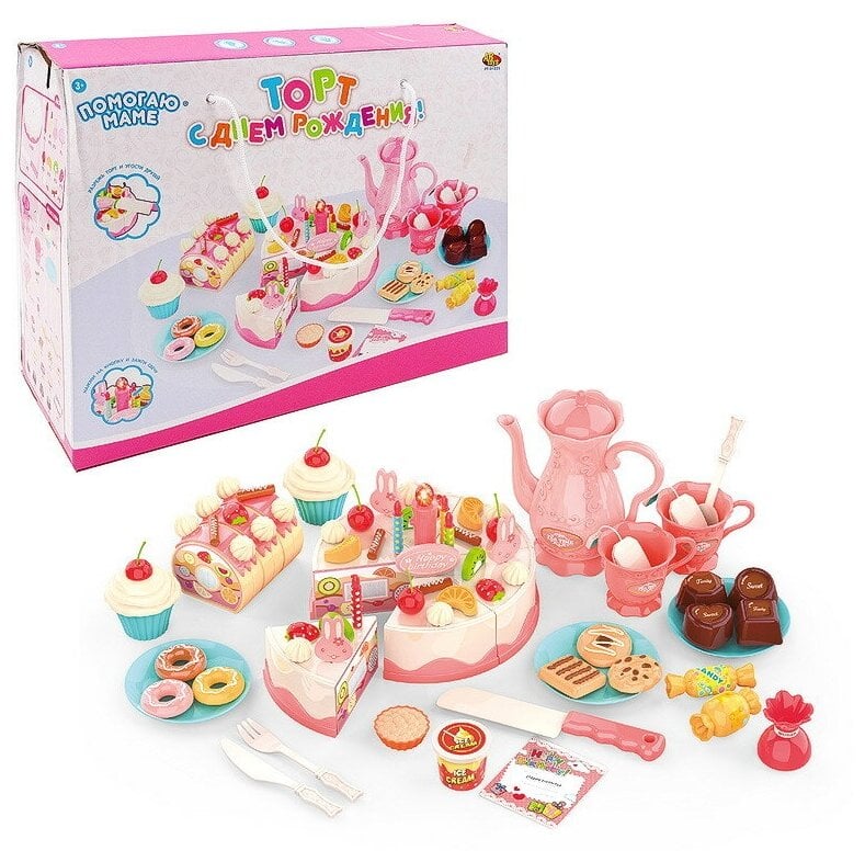 Идея для подарка: Набор продуктов с посудой ABtoys Помогаю маме PT-01223 розовый/голубой/белый