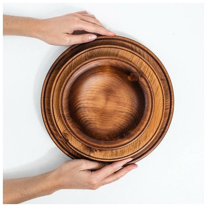 Идея для подарка: Набор тарелок из натурального кедра Mаgistrо, 3 шт, 27,5 3 см, 23,5 4 см, 19 4,5 см, цвет шоколадный