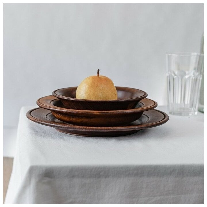 Идея для подарка: Набор тарелок из натурального кедра Mаgistrо, 3 шт, 27,5 3 см, 23,5 4 см, 19 4,5 см, цвет шоколадный