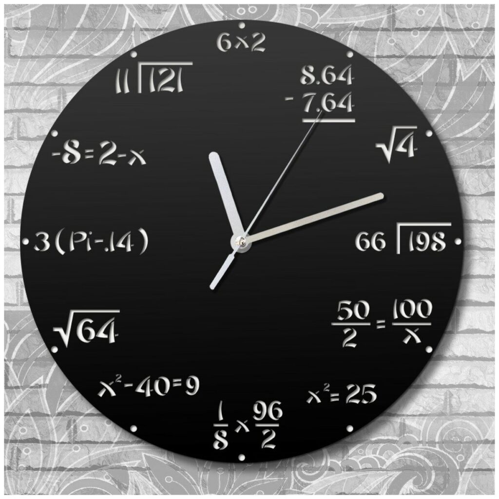 Идея для подарка: Настенные часы деревянные бесшумные математика - 178