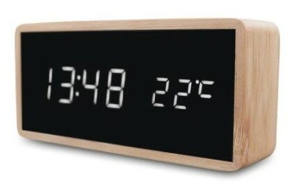 Идея для подарка: Настольные цифровые часы / Настольный будильник / Светло-коричневые с белыми цифрами