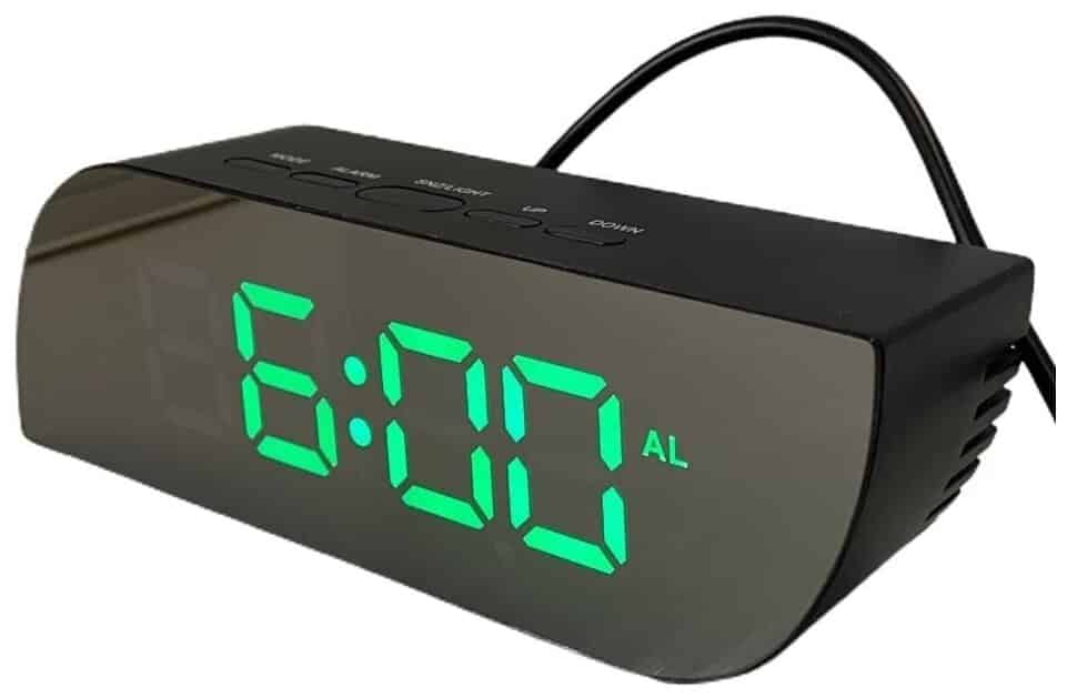 Идея для подарка: Настольные LED-часы с будильником, цифровые LED-часы 2 в 1. Чёрные с зелёным циферблатом.