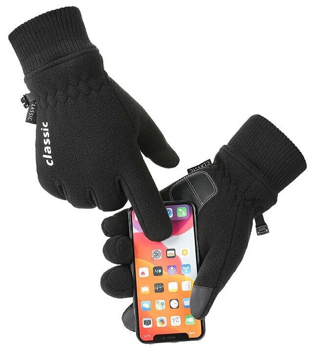 Идея для подарка: Перчатки тактические теплые флисовые сенсорные XL/23см, черные, для катания на лыжах, альпинизма, рыбалки и охоты