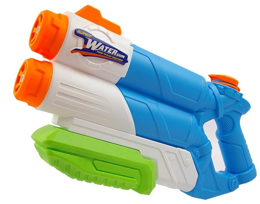 Идея для подарка: Пистолет водяной Super water gun бело-голубой / водное оружие игрушечное / Водный бластер