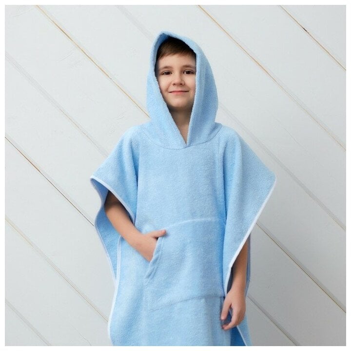 Идея для подарка: Полотенце-пончо Крошка Я "Гномик", цвет голубой, размер 24-32, 100 % хлопок, 320 г/м2