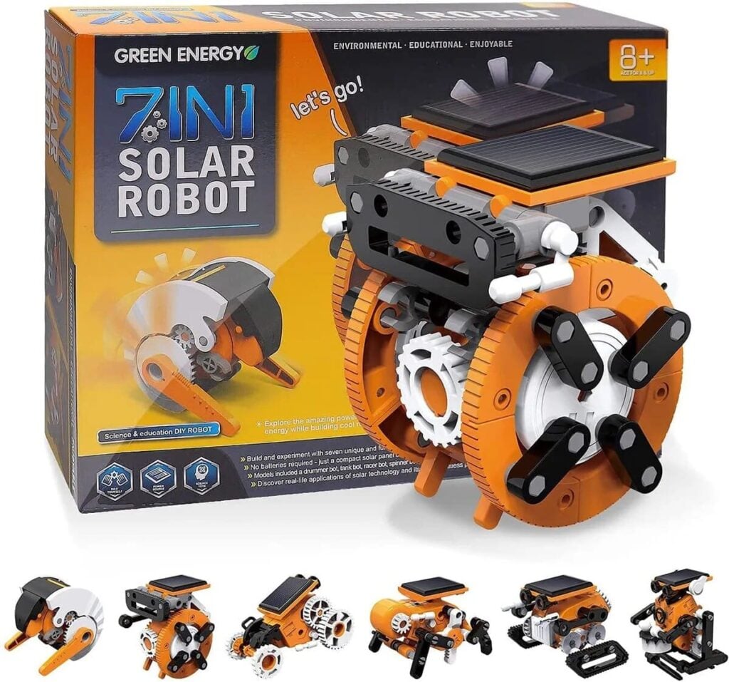 Идея для подарка: Робот-конструктор на солнечной батарее 7 в 1 Solar Robot Kit Green Energy Stem / Интерактивная игрушка / Электронный конструктор / Головоломка