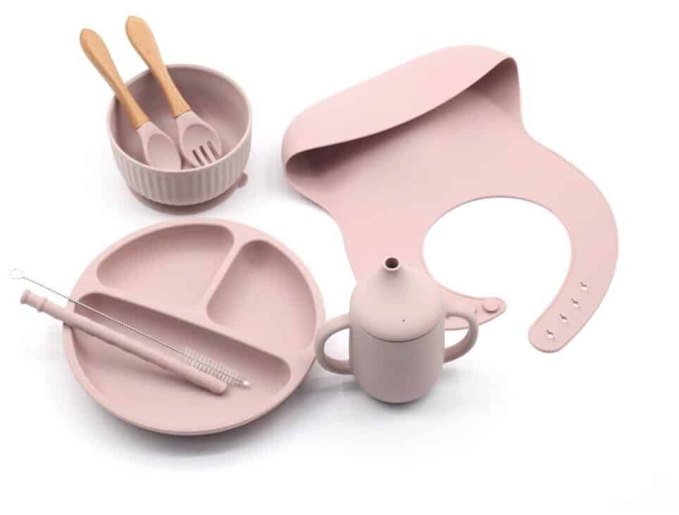 Идея для подарка: Силиконовый набор детской посуды Pixi розовый