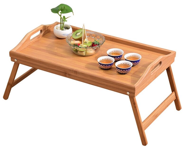 Идея для подарка: Складной столик поднос деревянный / Столик бамбуковый / Столик складной в кровать с ножками /