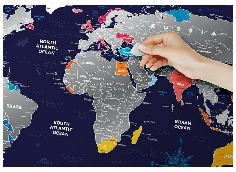 Идея для подарка: Smart Gift Стираемая карта мира Чудеса света Black Edition А1, 84 59 см