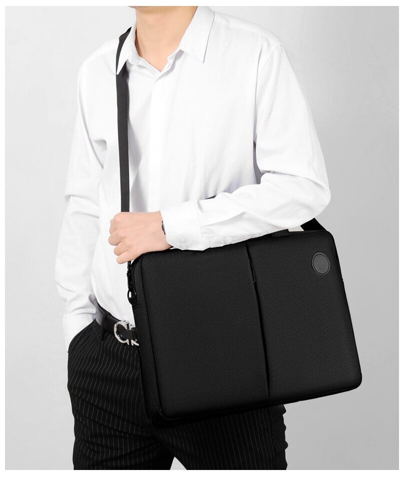 Идея для подарка: Сумка для ноутбука 15.6 Размер сумки : Ширина 41См Глубина 6См Высота 30См Цвет черный Длина плечевого ремня: 120См
