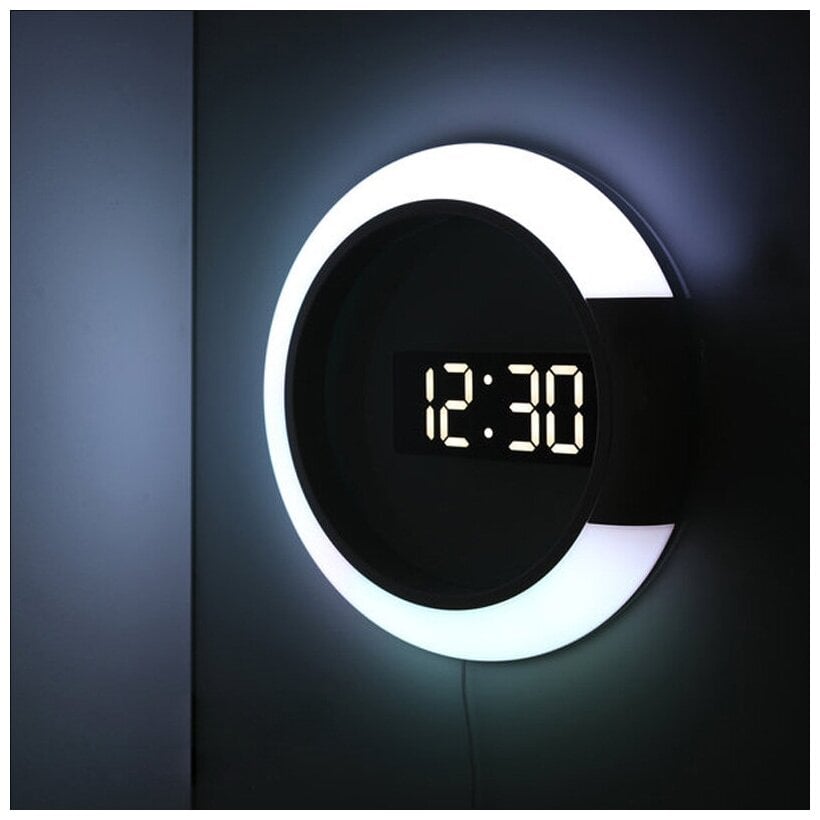 Идея для подарка: Светодиодные часы настенные/ LED часы с подсветкой/ 3D настенные часы/ Ночник