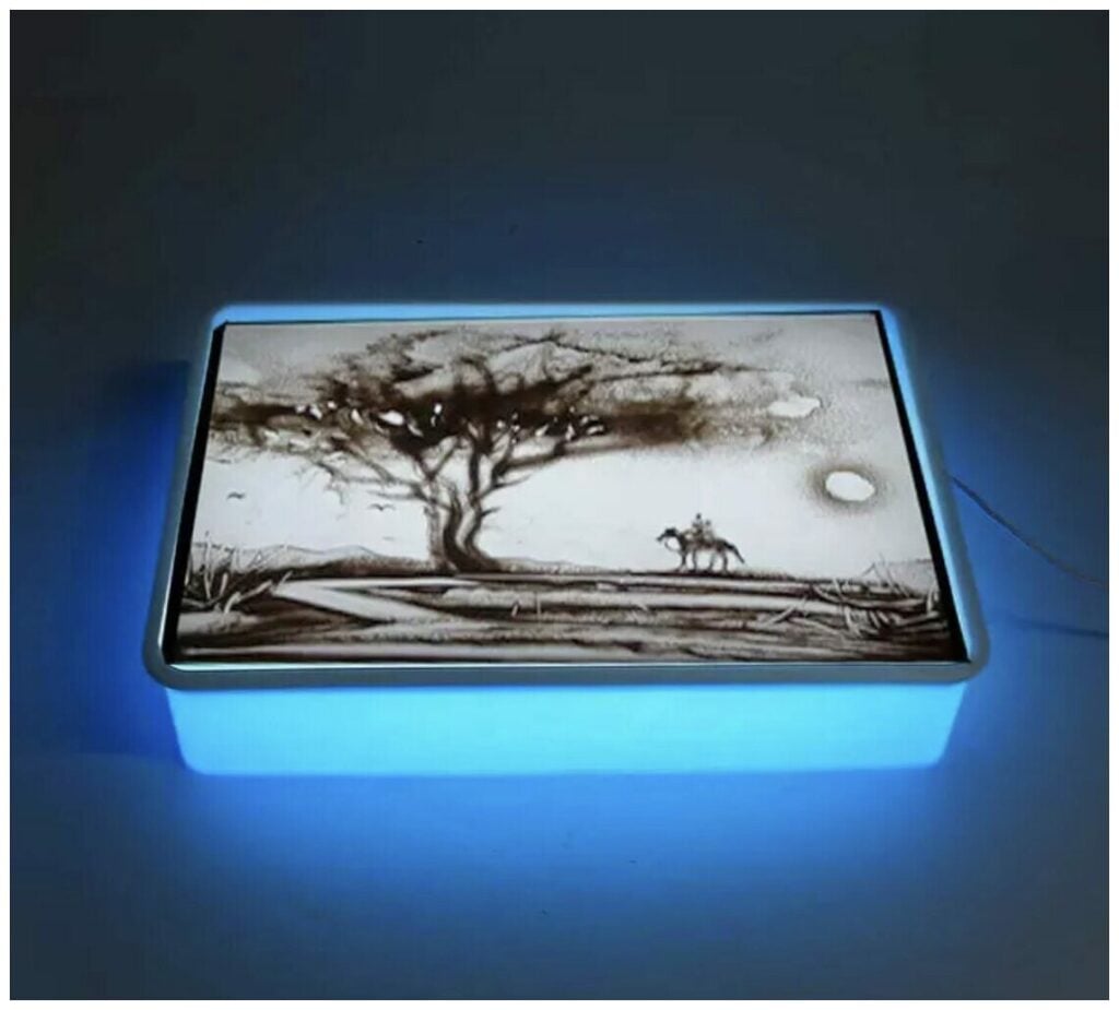 Идея для подарка: Световой планшет для рисования песком (пескографии) голубой