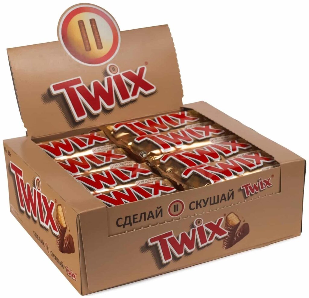 Идея для подарка: Twix шоколадный батончик, 40 шт по 55 г