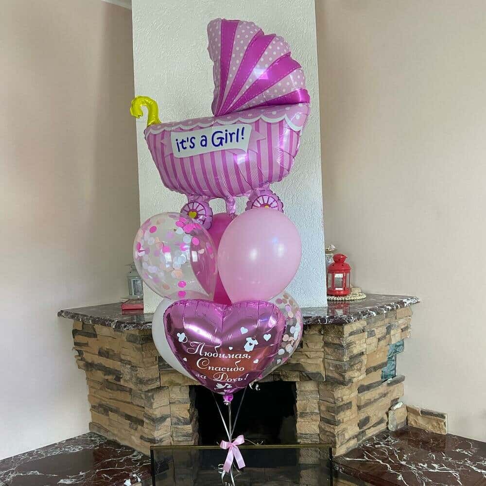 Идея для подарка: Воздушные шары с гелием на выписку из роддома девочки