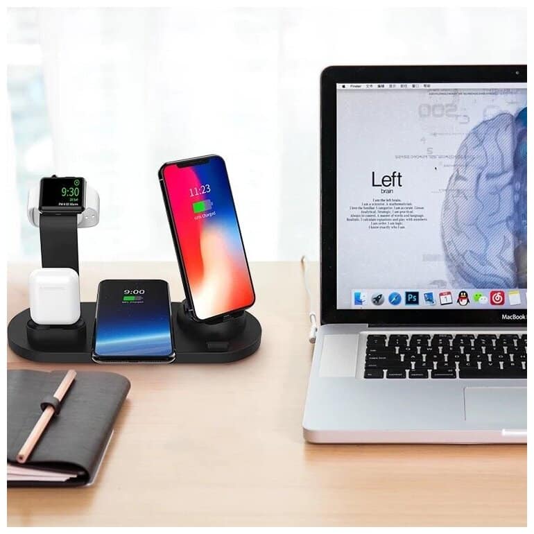 Идея для подарка: Зарядное устройство, Док станция, зарядное устройство для iPhone, зарядка для apple, беспроводная зарядка для apple и android, черный
