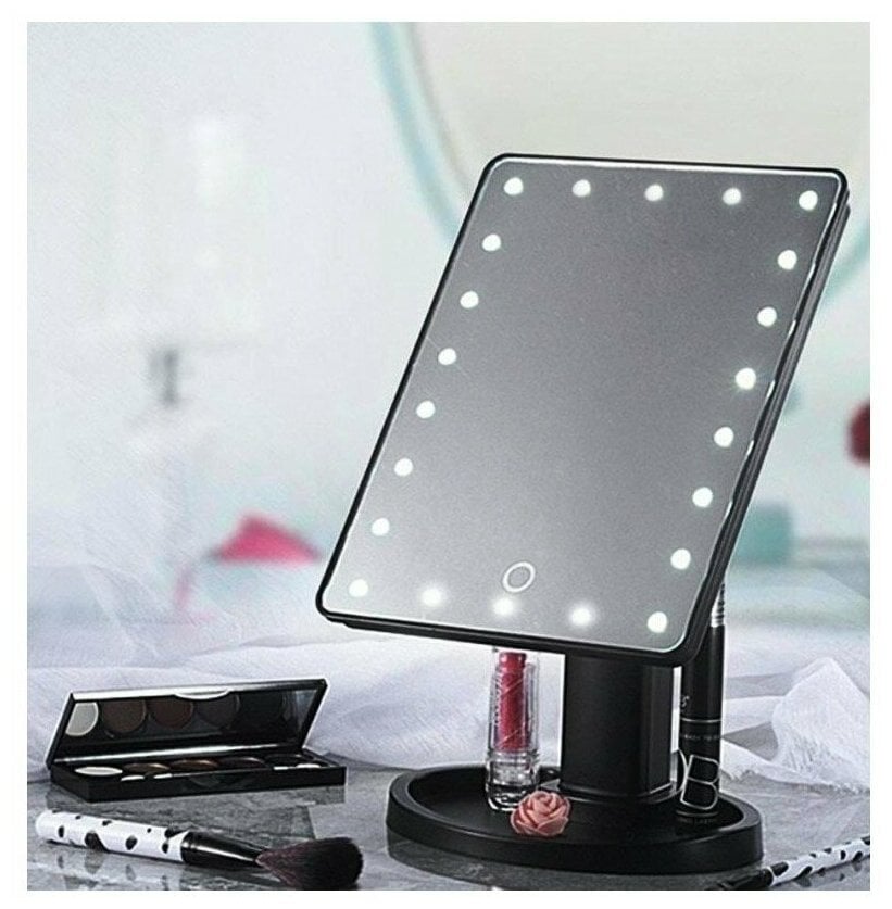 Идея для подарка: Зеркало косметическое настольное для макияжа с LED подсветкой, черный