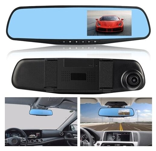 Идея для подарка: Зеркало видеорегистратор Full HD 1080 P с камерой заднего вида / Автомобильный видеорегистратор / Черный