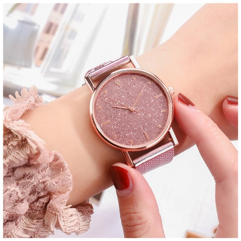 Идея для подарка женщине: Часы женские наручные кварцевые розовые стильные, часы на руку